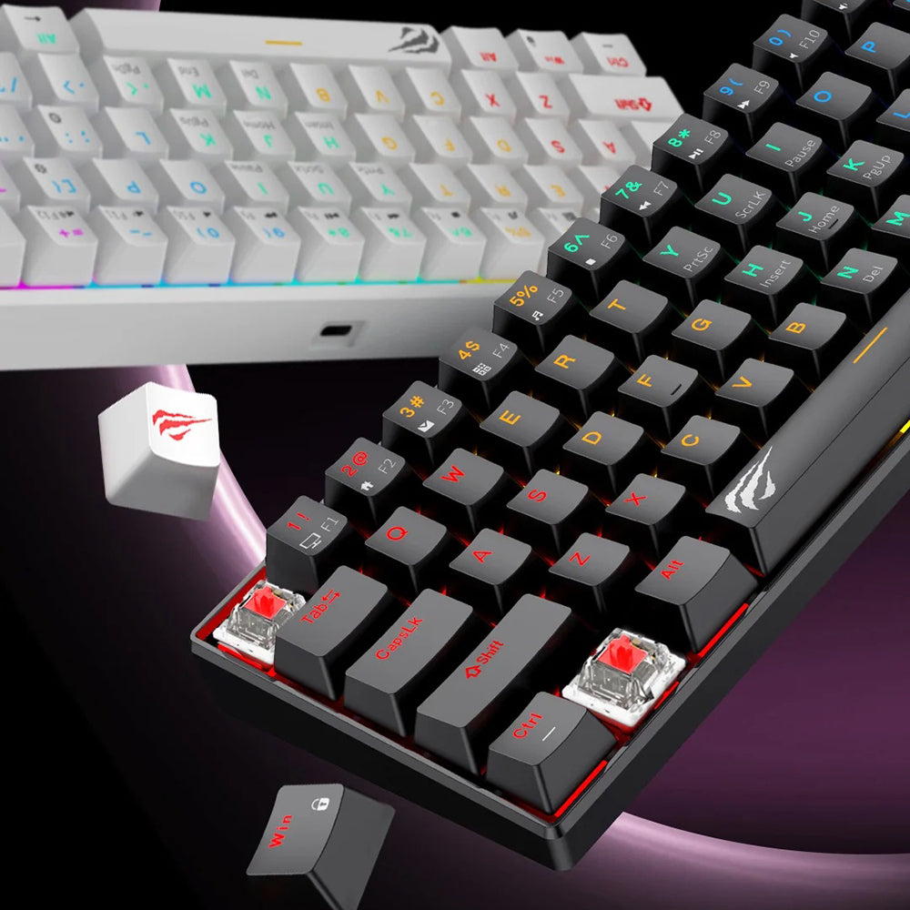 Klawiatura Gaming HAVIT KB903L, RGB, 1.8m, Przezroczysta Biała