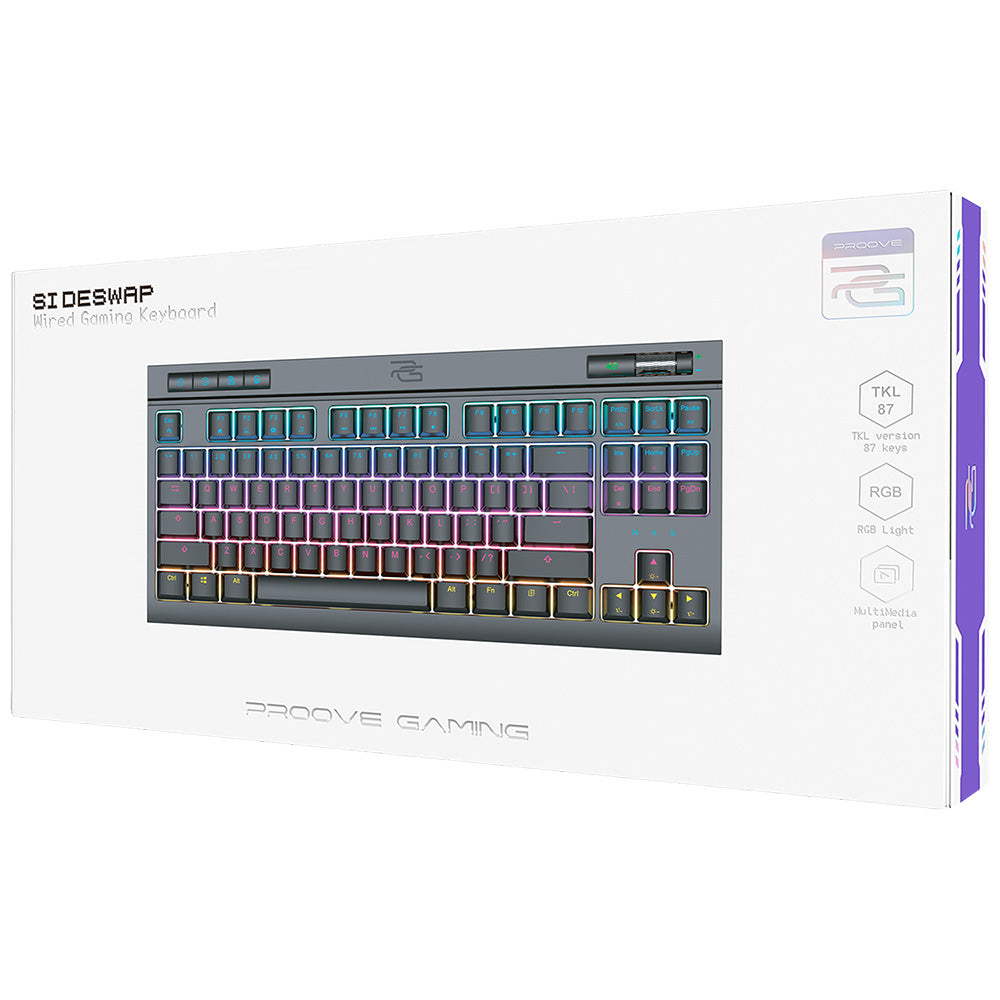 Klawiatura Gaming Wired USB Proove Sideswap, RGB, 1.5m, Czarna CKSIEN00022401