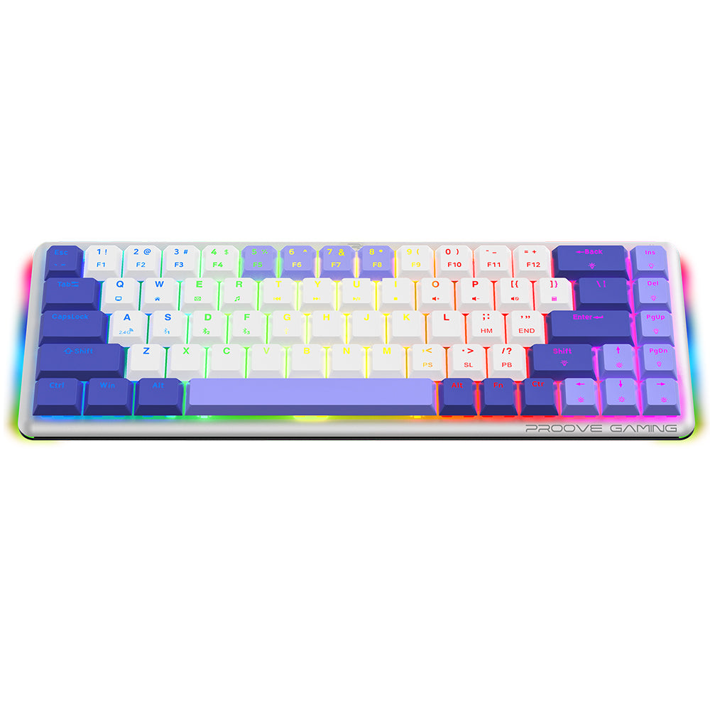 Klawiatura Gaming Wireless Proove AFK, RGB, BT / Wi-Fi / Przewodowa, 1.5m, Biała WKAFKEN22002