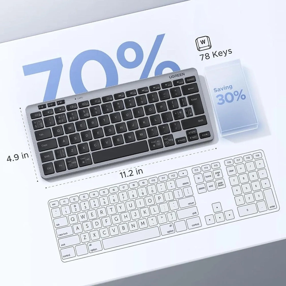 Klawiatura bezprzewodowa UGREEN 75049, BT / Wi-Fi, Czarna
