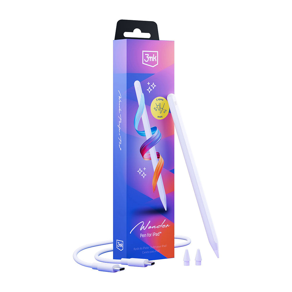 Touch Pen 3MK Wonder dla Apple iPad, Wersja Aktywna, Biały