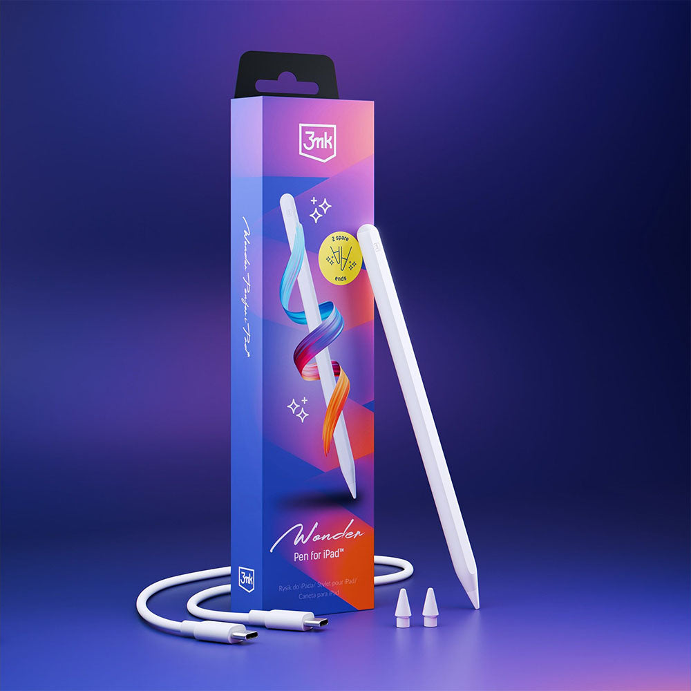 Touch Pen 3MK Wonder dla Apple iPad, Wersja Aktywna, Biały