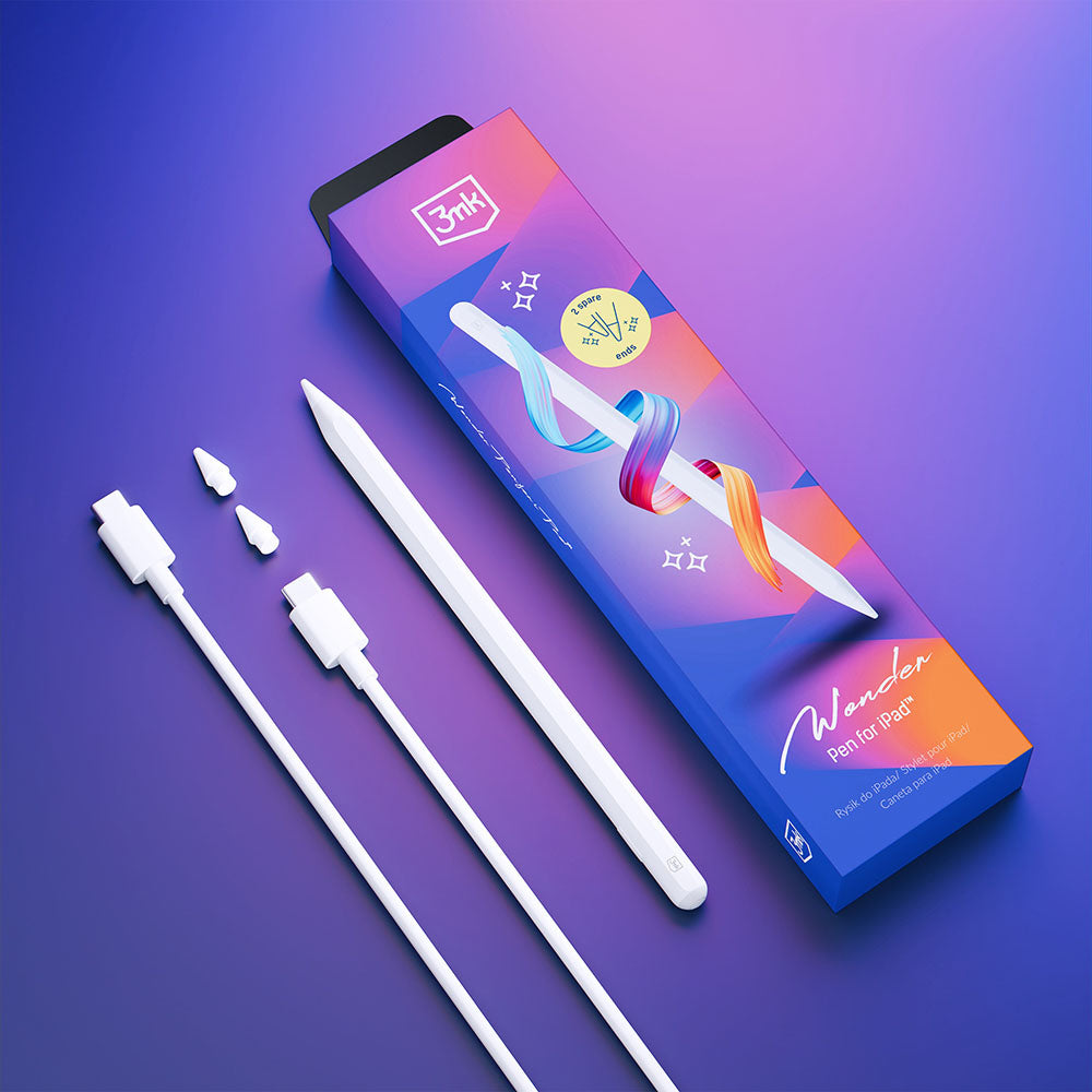 Touch Pen 3MK Wonder dla Apple iPad, Wersja Aktywna, Biały
