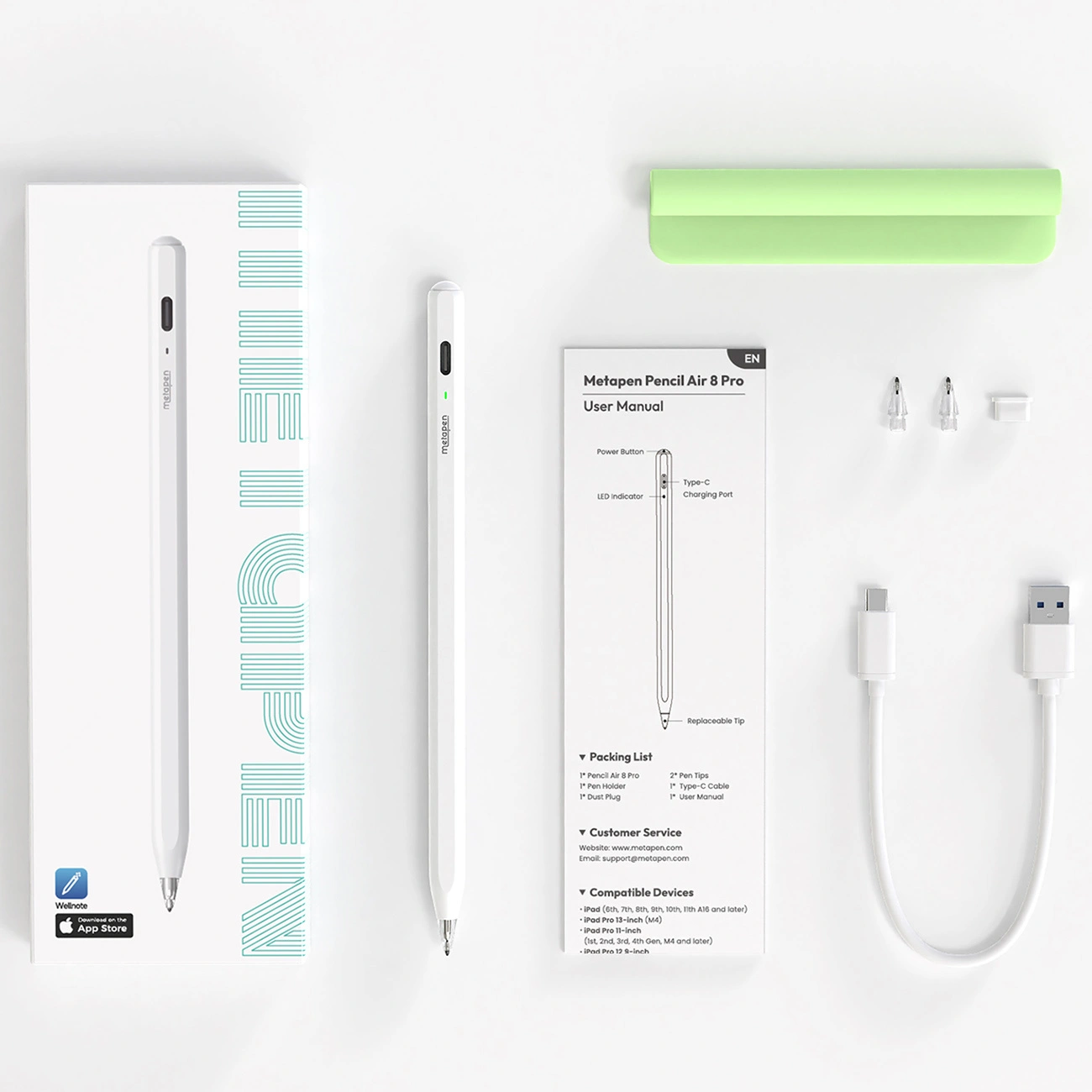 Rysik Metapen Air8 Pro do Apple iPad, Wersja Active, Biały ME-APP172