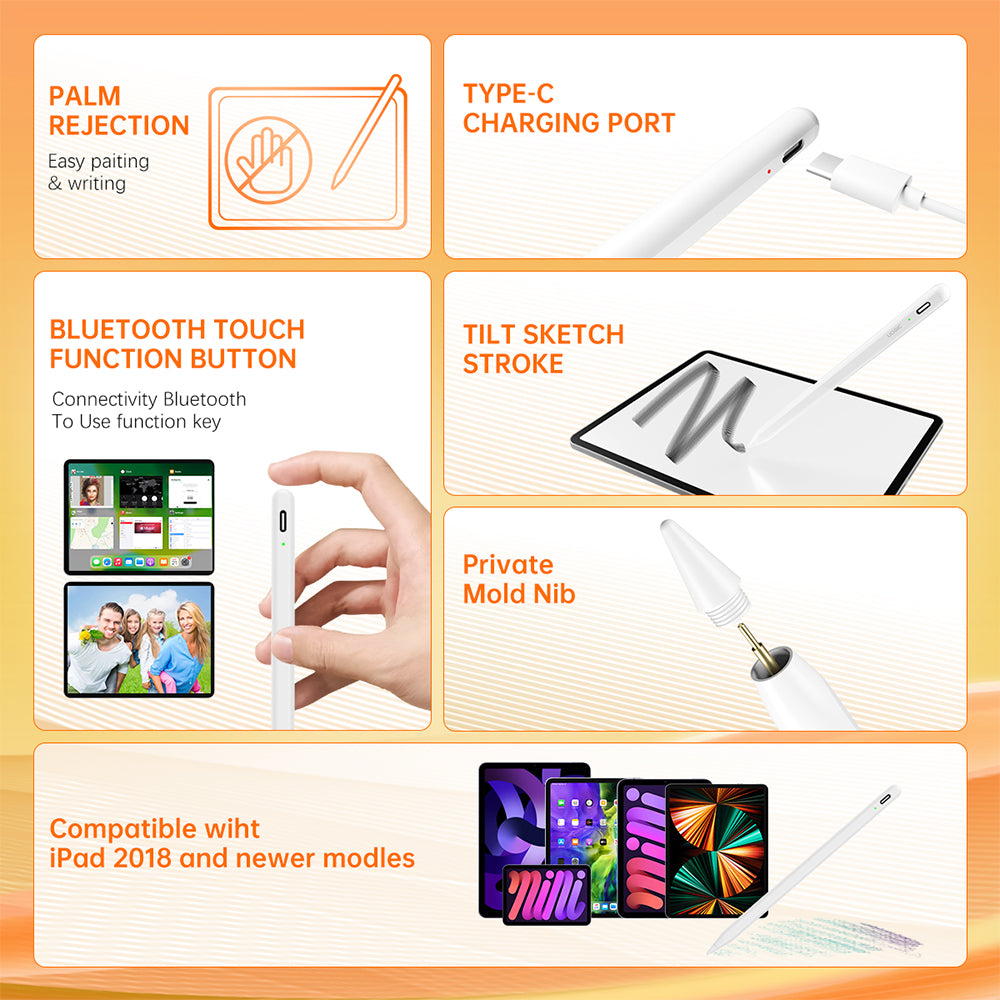 Touch Pen Techsuit AC10-CP dla Apple iPad, Wersja Aktywna, Biały