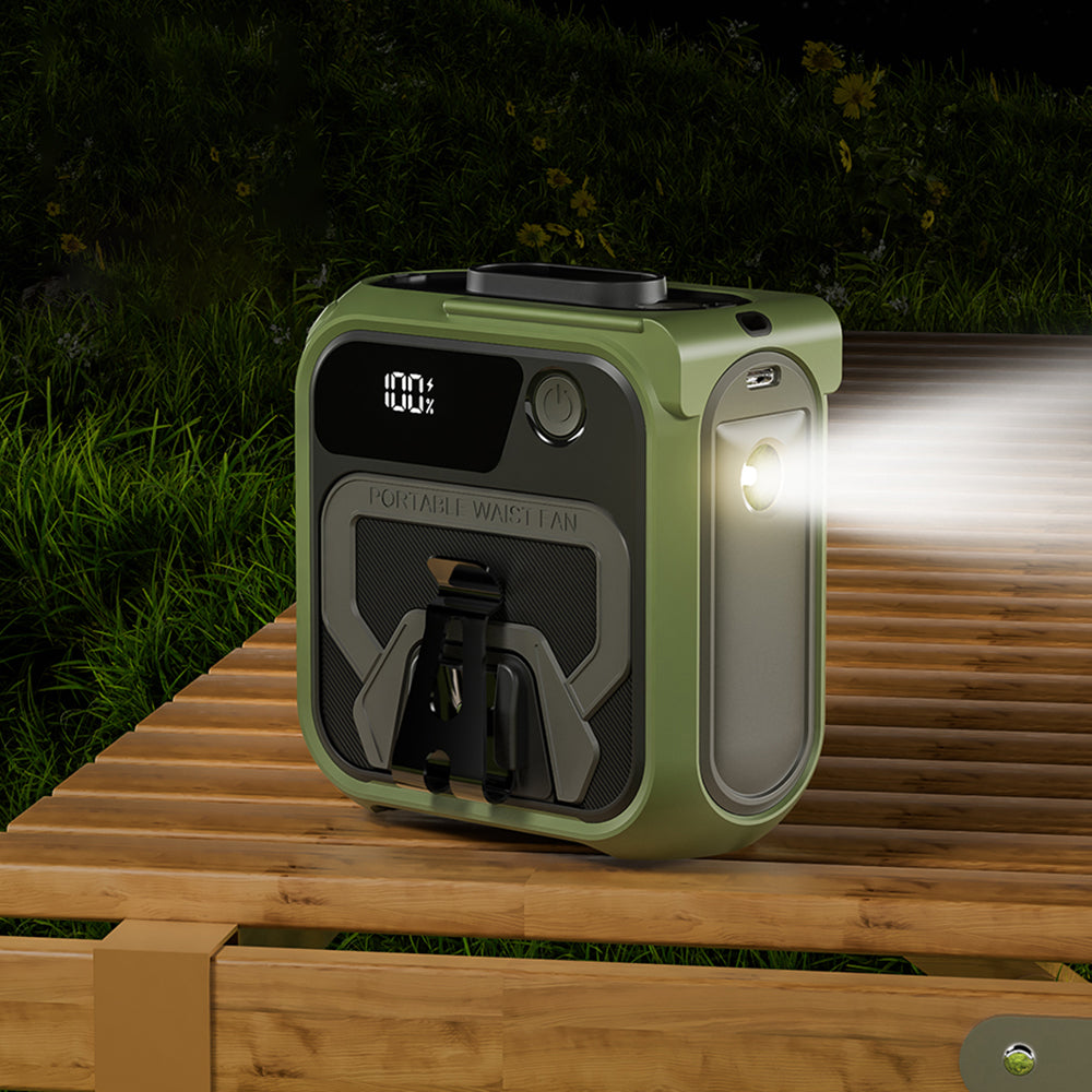 Wentylator przenośny Techsuit Z13 z zewnętrzną baterią 10000mAh, Zielony