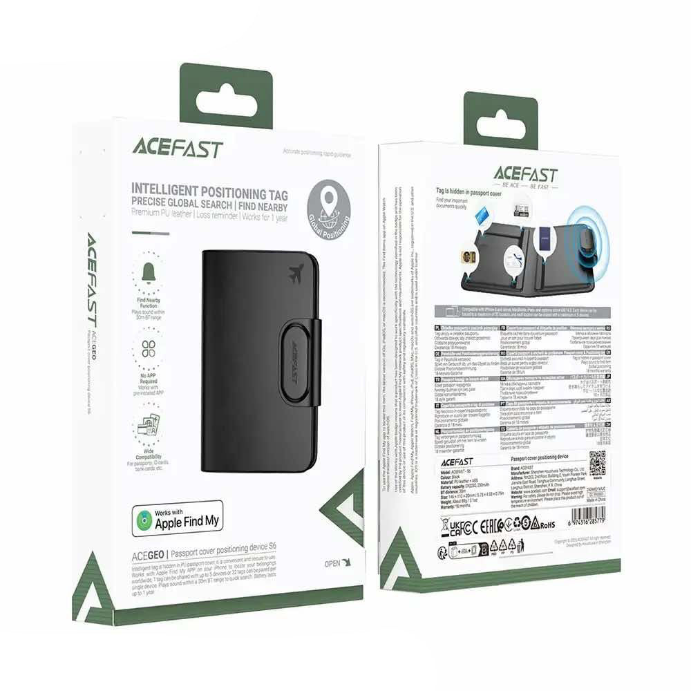Acefast SmartTag Passport S6 dla serii iOS, Czarny