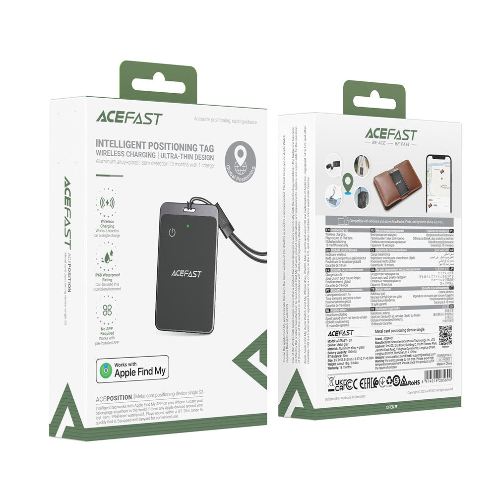 Acefast SmartTag S3 dla serii iOS, Szary