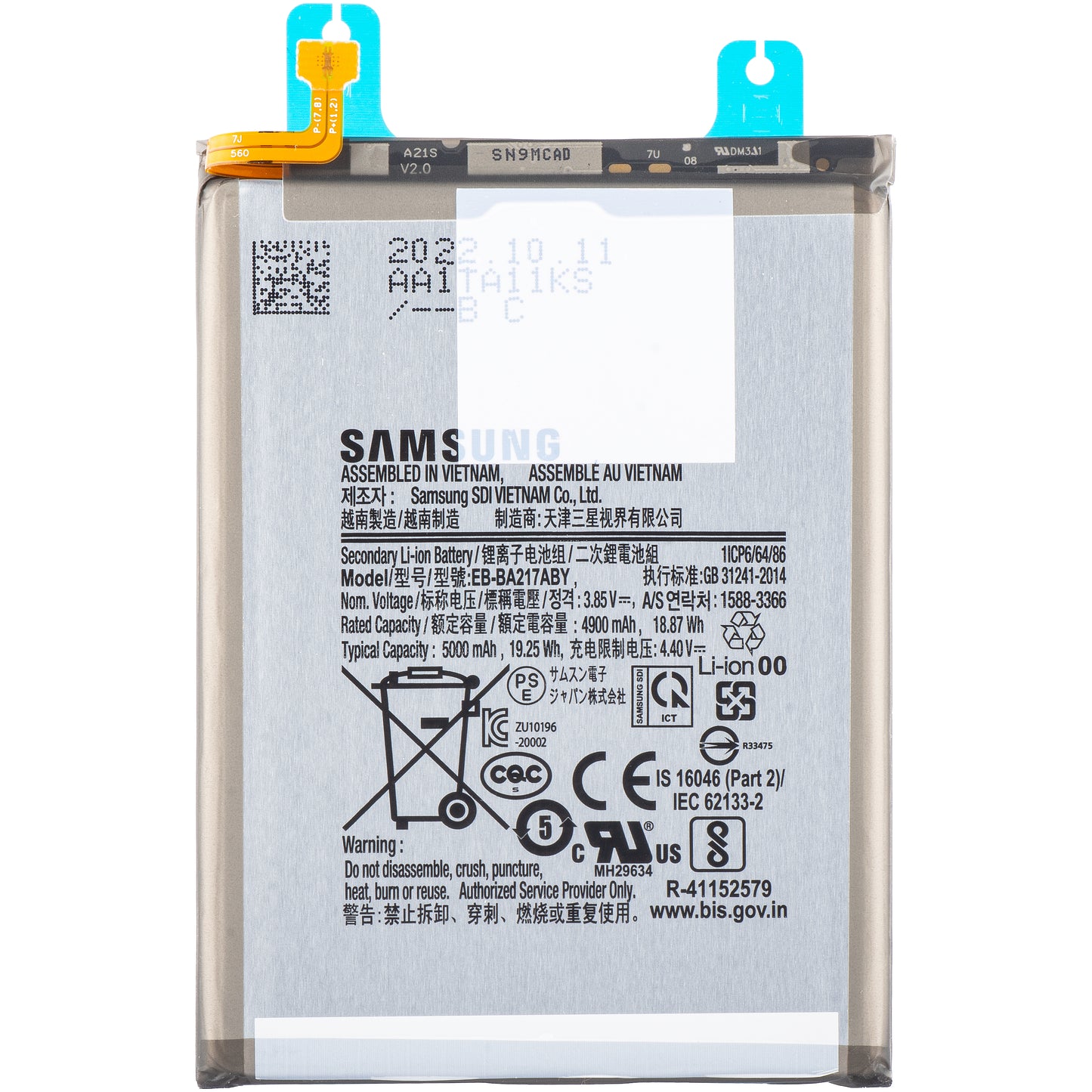 Bateria Samsung Galaxy A13 A137 / A04s A047 / A13 A135 / A13 5G A136 / A12 Nacho A127, EB-BA217ABY, Service Pack GH82-22989A