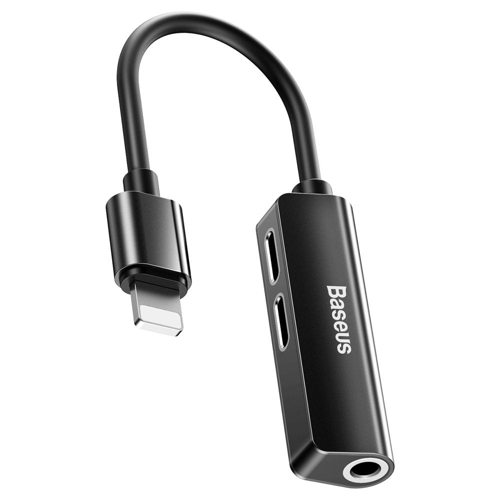 Adapter Audio Lightning - Lightning / 3.5mm Baseus L52, Czarny CALL52-01
