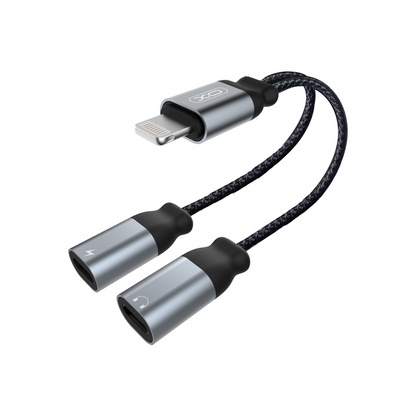 Adapter Audio Lightning - 2 x Lightning XO Design NB-R160A, Szary