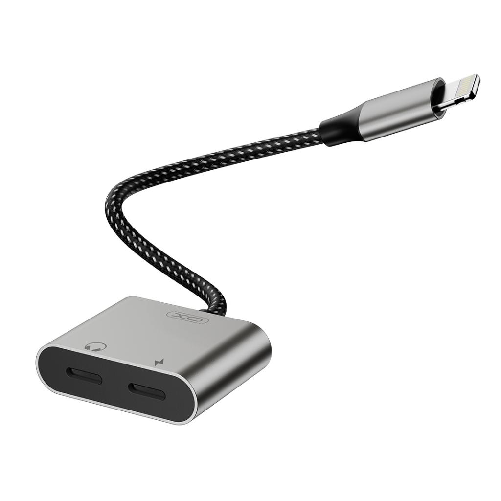 Adapter Audio Lightning - 2 x Lightning XO Design NB-R258A, Szary