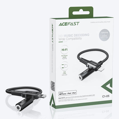 Adapter Audio Lightning - 3.5mm Acefast C1-05, Czarny