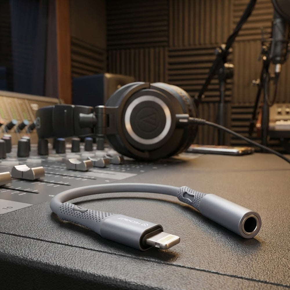 Adapter Audio Lightning - 3.5mm Techsuit AC2 SoundFlex, Szary