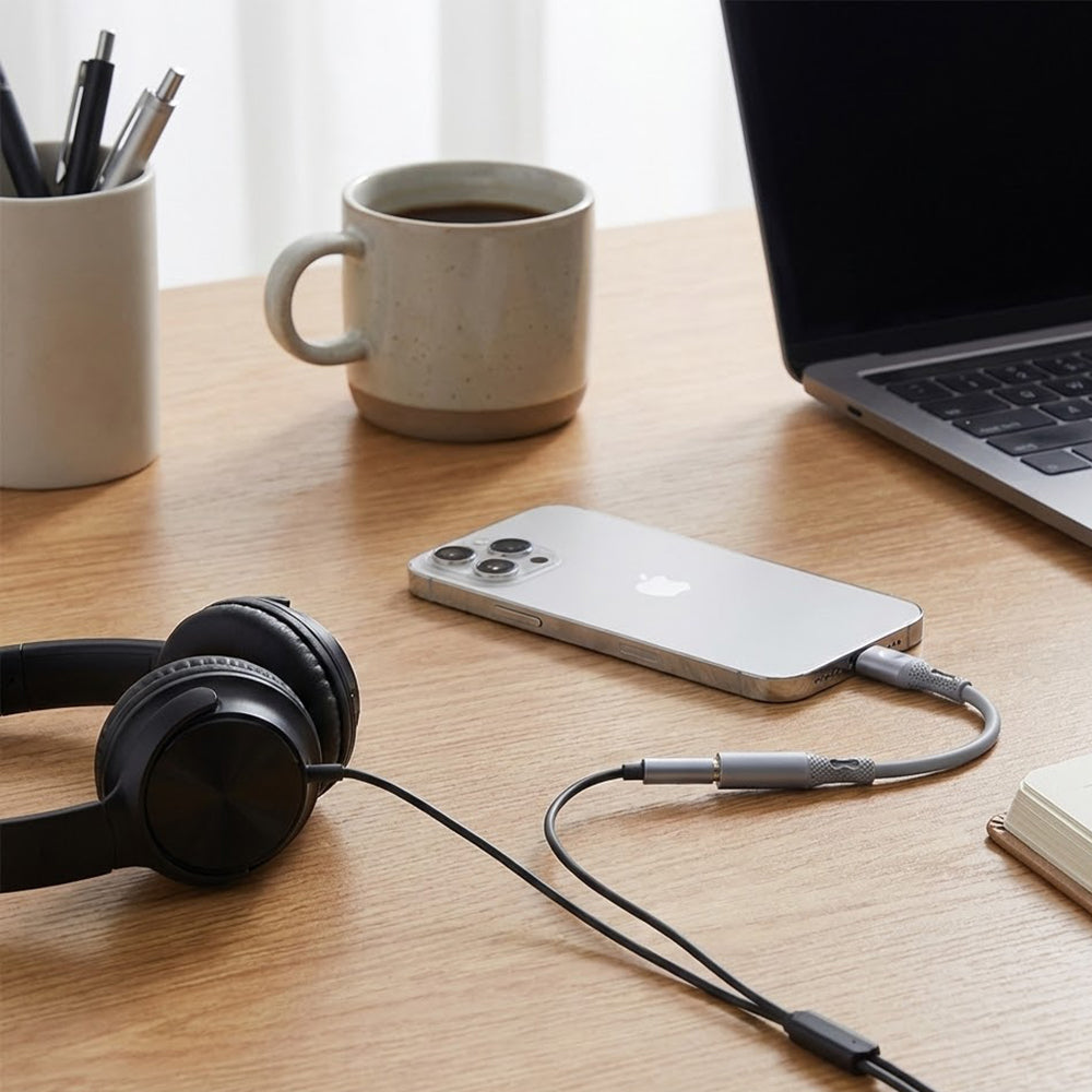 Adapter Audio Lightning - 3.5mm Techsuit AC2 SoundFlex, Szary