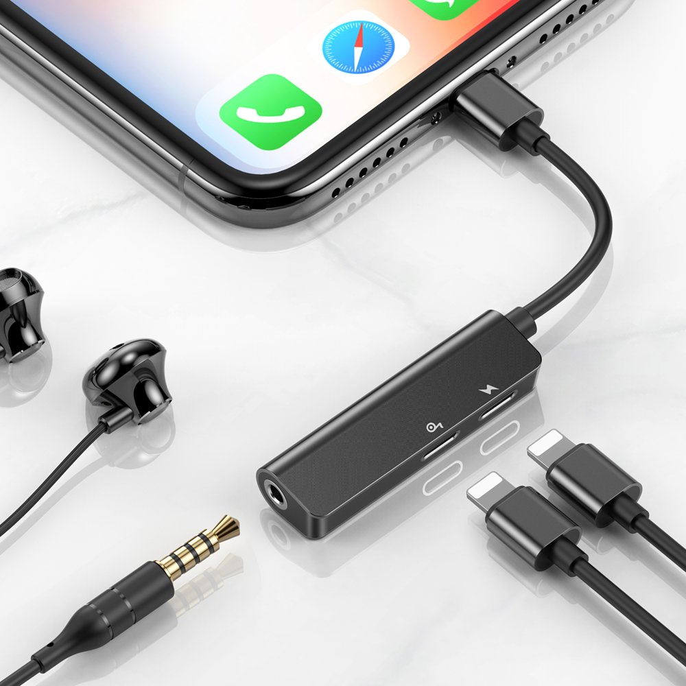 Adapter Audio Lightning - Lightning / 3.5mm Baseus L52, Czarny CALL52-01