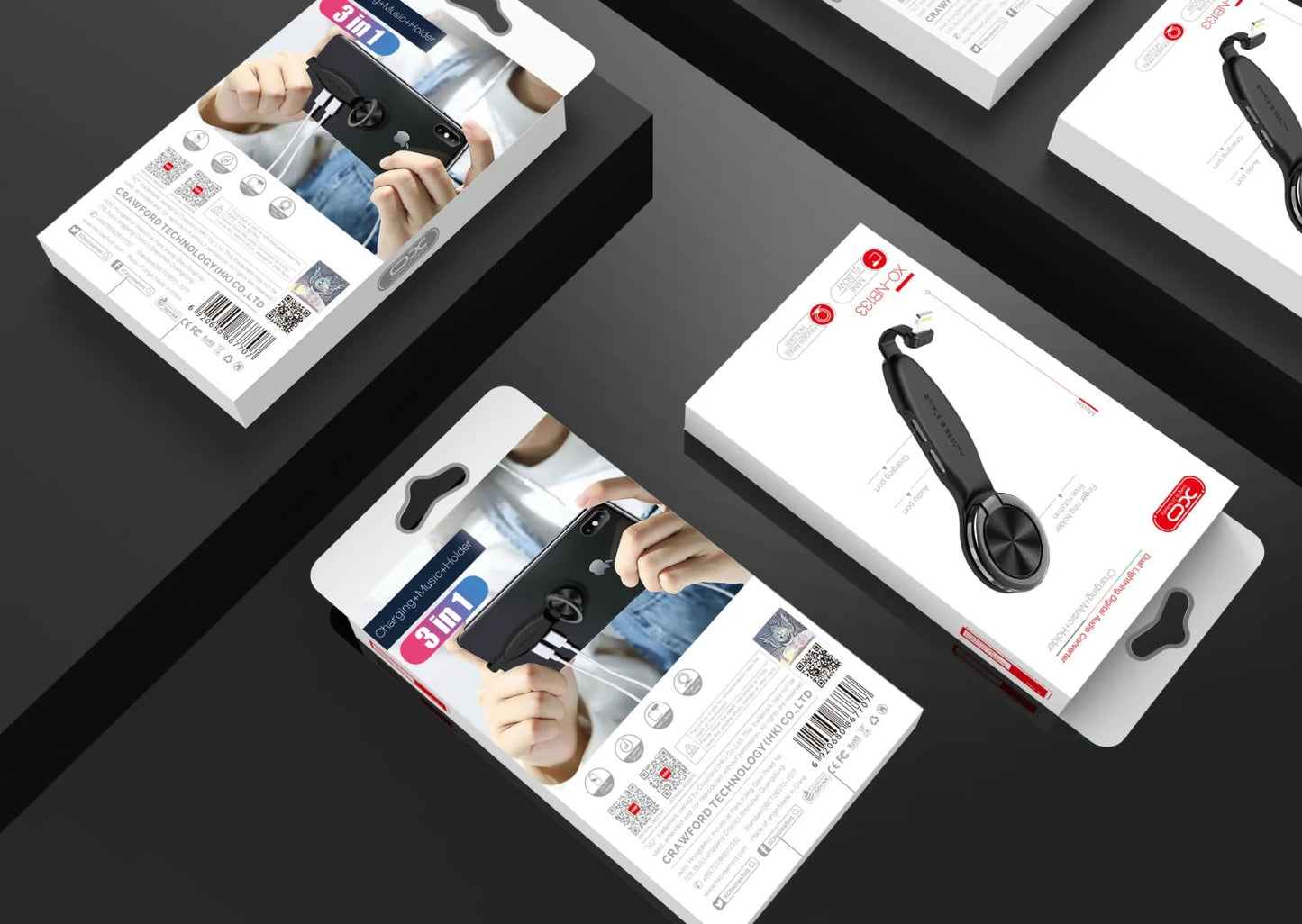 Adapter Audio Lightning - 2 x Lightning XO Design NB133, Czarny