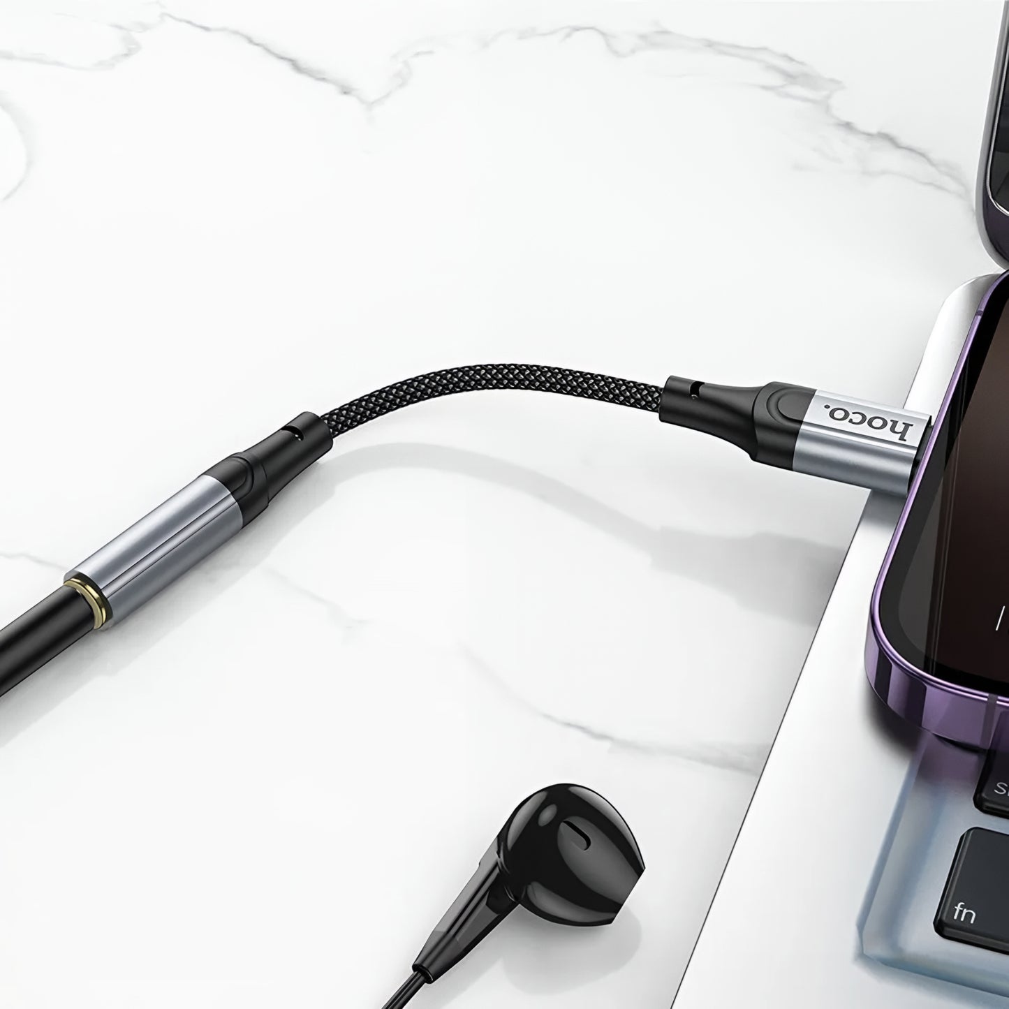 Adapter Audio Lightning - 3,5 mm HOCO LS36A, Szary