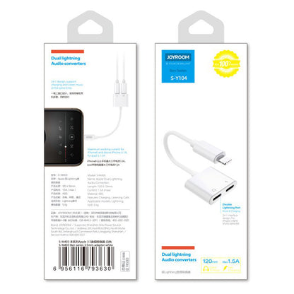 Adapter Audio Lightning - 2 x Lightning Joyroom S-Y104, Biały