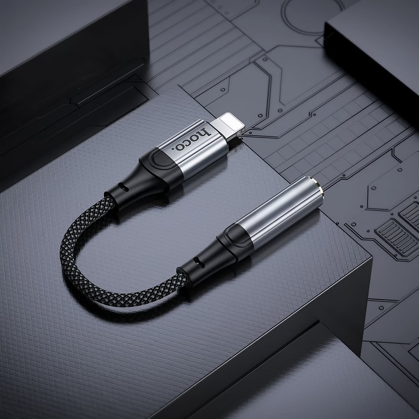 Adapter Audio Lightning - 3,5 mm HOCO LS36A, Szary