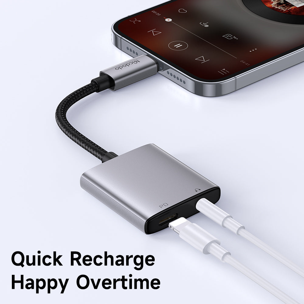 Adapter Audio Lightning - Lightning / 3.5mm McDodo CA-5540 Wales, Szary