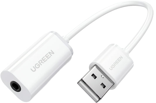 Adapter Audio UGREEN US206, USB-A - 3.5mm, Biały