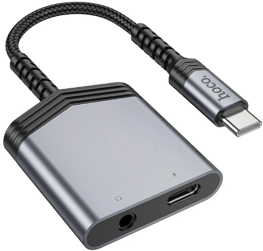 Adapter Audio USB-C - USB-C / 3.5mm HOCO LS39, Czarny