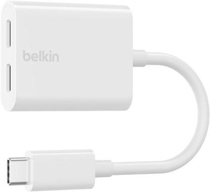 Adapter audio USB-C - USB-C / USB-C Belkin RockStar, biały F7U081btWH