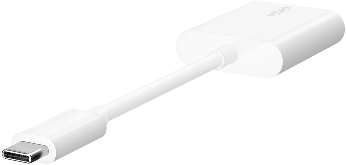 Adapter audio USB-C - USB-C / USB-C Belkin RockStar, biały F7U081btWH
