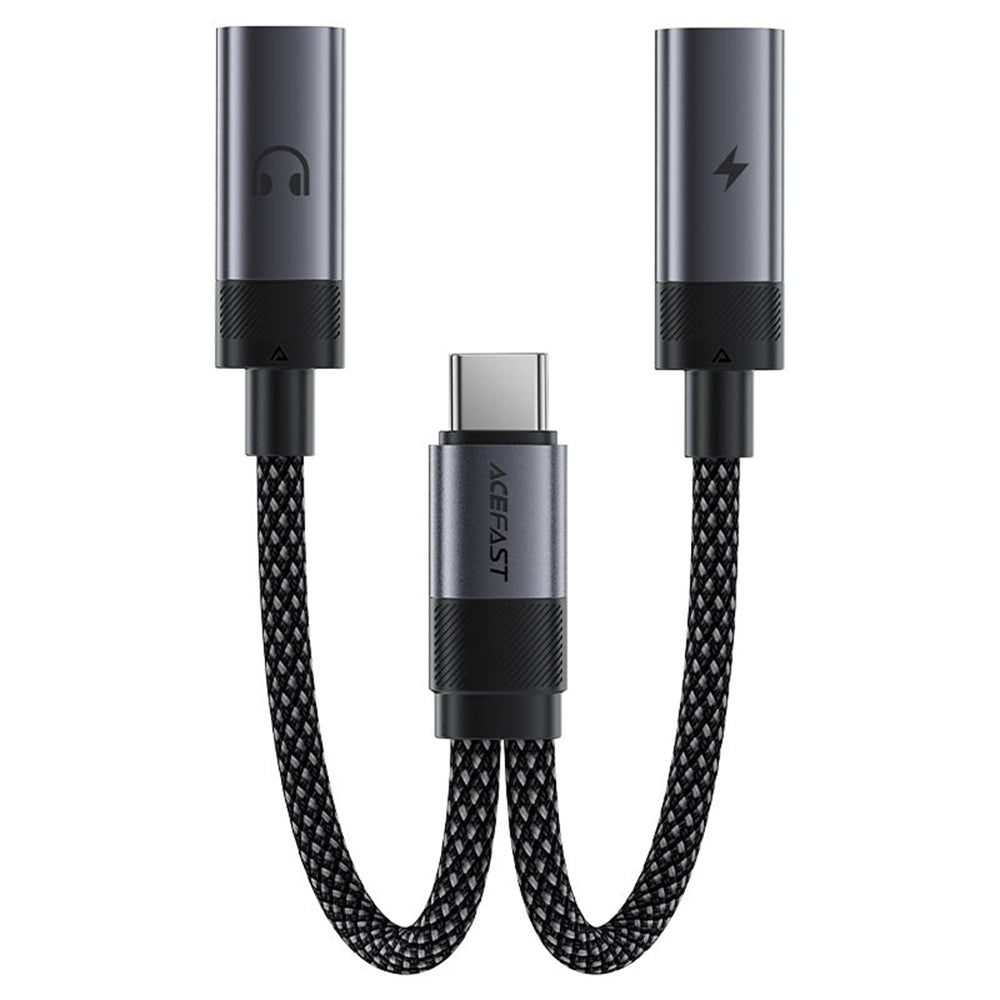 Adapter Audio USB-C - 2 x USB-C Acefast J14, Czarny