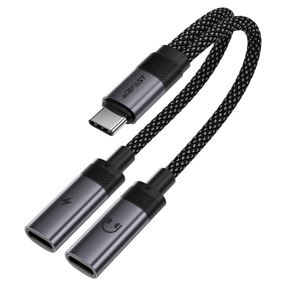 Adapter Audio USB-C - 2 x USB-C Acefast J14, Czarny
