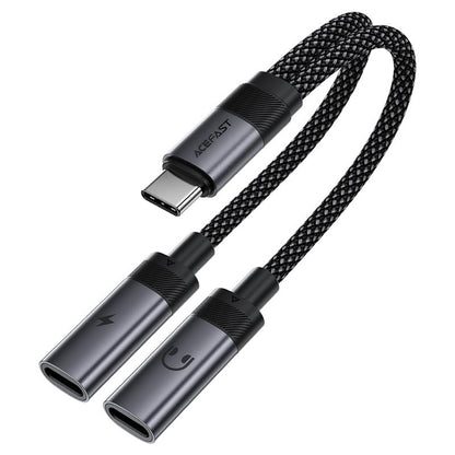 Adapter Audio USB-C - 2 x USB-C Acefast J14, Czarny