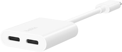 Adapter audio USB-C - USB-C / USB-C Belkin RockStar, biały F7U081btWH