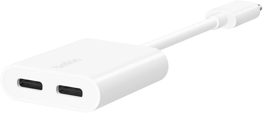Adapter audio USB-C - USB-C / USB-C Belkin RockStar, biały F7U081btWH