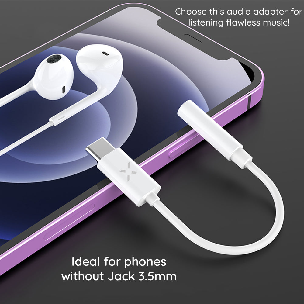 Adapter Audio USB-C - 3.5mm Fixed, Biały