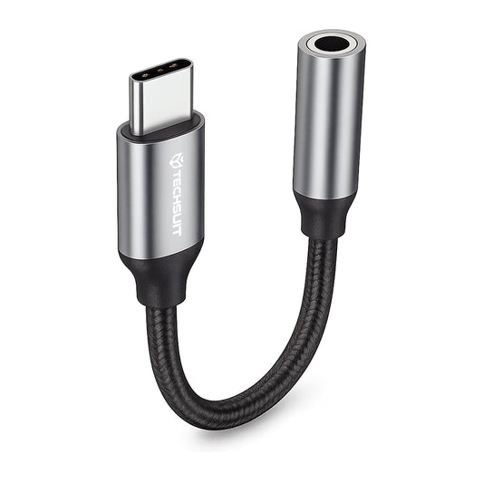 Adapter Audio USB-C - 3.5mm Techsuit AC12 FuseXound, Szary, Zestaw 2 sztuki