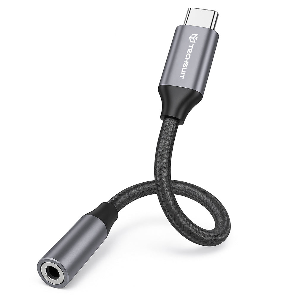 Adapter Audio USB-C - 3.5mm Techsuit AC12 FuseXound, Szary, Zestaw 2 sztuki