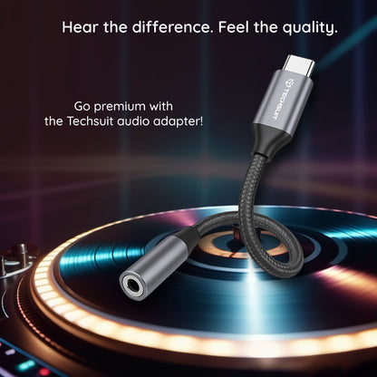 Adapter Audio USB-C - 3.5mm Techsuit AC12 FuseXound, Szary, Zestaw 2 sztuki