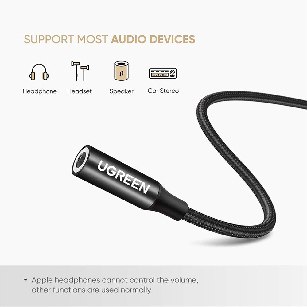 Adapter Audio USB-C - 3.5mm UGREEN AV142, Czarny