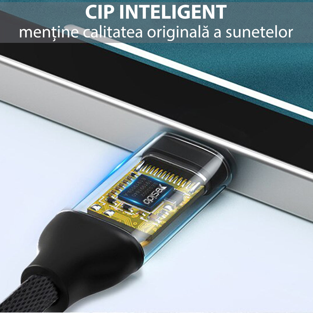 Adapter Audio USB-C - 3.5mm Yesido YAU19, Czarny