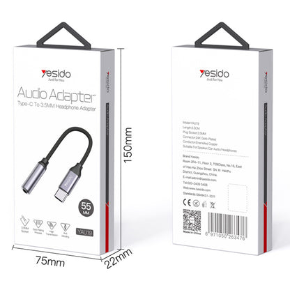 Adapter Audio USB-C - 3.5mm Yesido YAU19, Czarny
