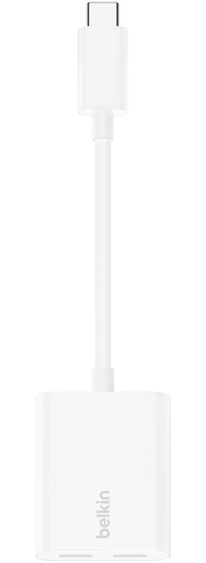 Adapter audio USB-C - USB-C / USB-C Belkin RockStar, biały F7U081btWH