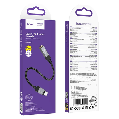 USB-C Audio Adapter - 3.5mm HOCO UPA32C, Black