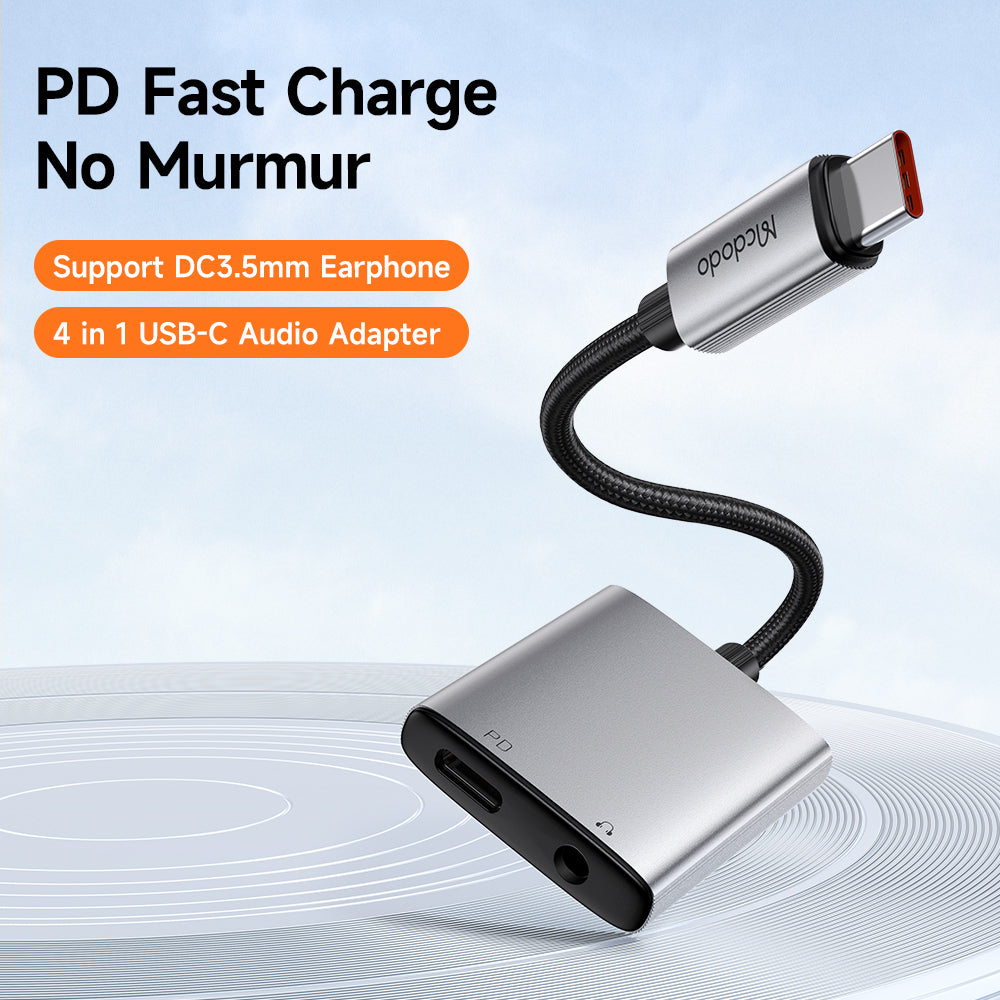 Adapter Audio USB-C - USB-C / 3.5mm McDodo CA-5050 Wales, Szary