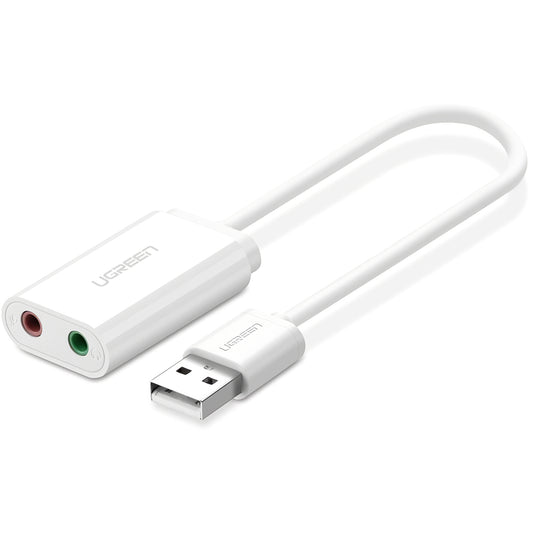 Karta dźwiękowa USB UGREEN US205, 2 x Jack 3.5mm, Biała