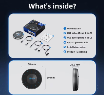 Bezprzewodowy adapter Carplay / Android Auto Ottocast OttoAibox P3 dla Apple iPhone / Android Series PCS46