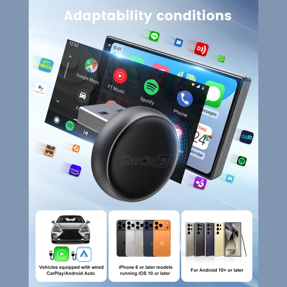 Adapter Carplay / Android Auto Wireless Carlinkit Mini Ultra3 dla serii Apple iPhone / Android