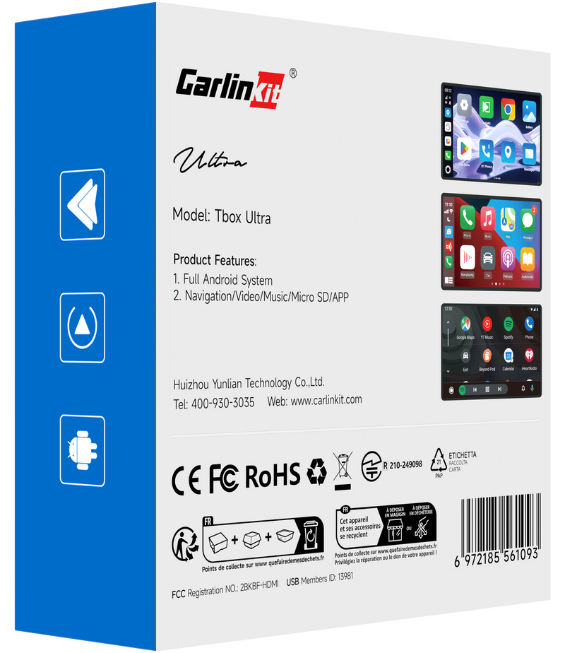 Carplay / Android Auto Wireless Adapter Carlinkit TBox Ultra 2 for Apple iPhone / Android Series, 8GB RAM / 128GB