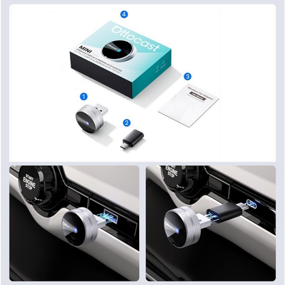 Bezprzewodowy adapter Carplay / Android Auto Ottocast Mini Slim Tube dla Apple iPhone / serii Android CP88-T4