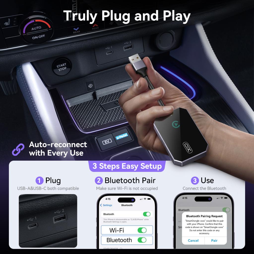 Adapter Carplay Wireless XO Design CZ016 dla serii Apple iPhone